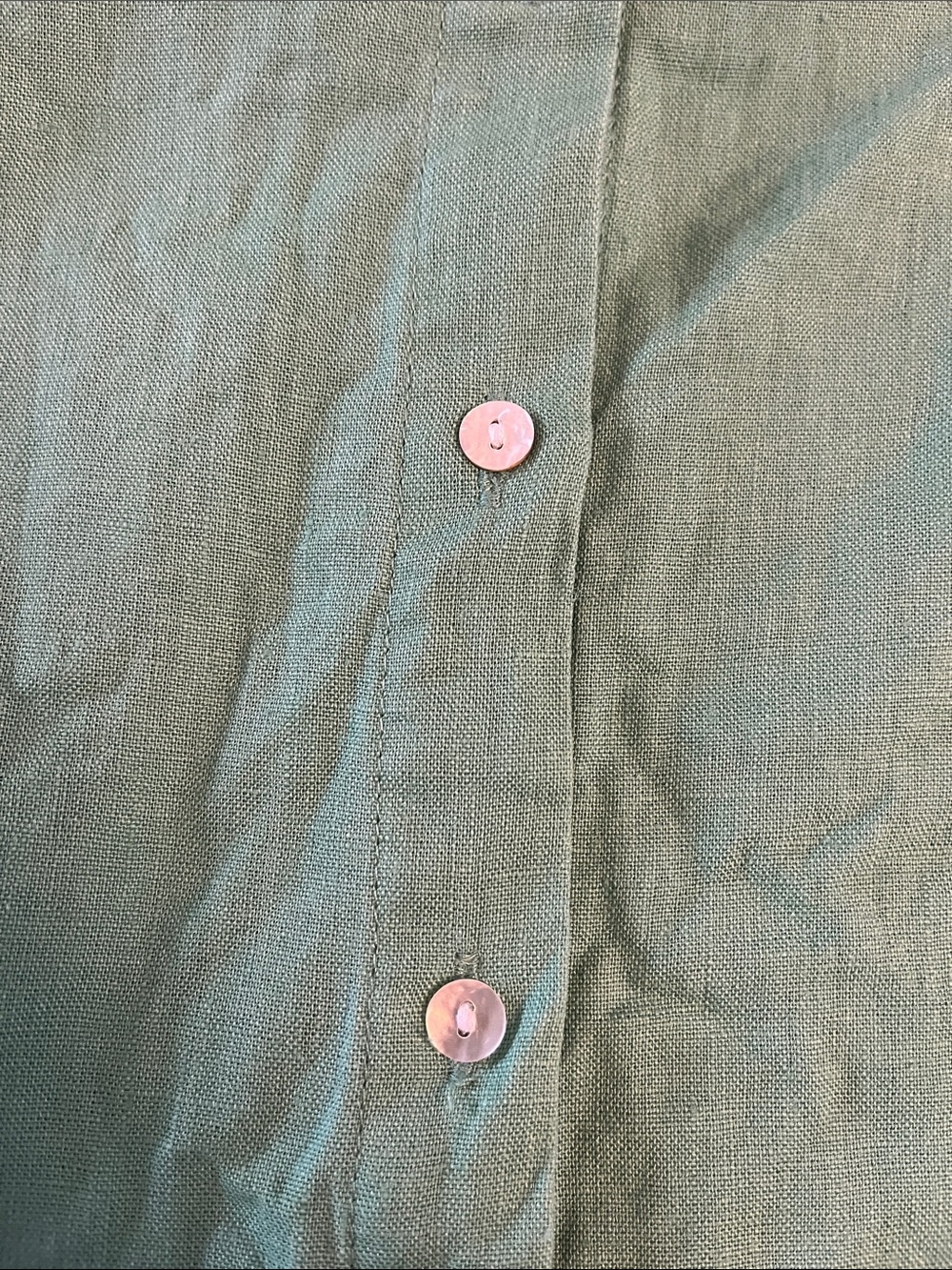 C&C California Green Short-Sleeve Button-Down 100% Linen Mini Dress Large - Picture 5 of 6
